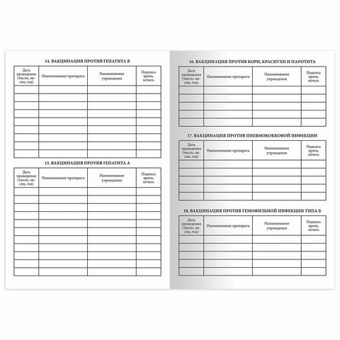 Сертификат о профилактических прививках (Форма № 156/у-93)6 л. А5 140×195 ммSTAFF130252