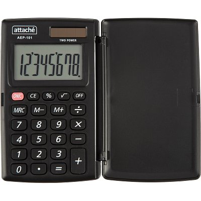 Калькулятор карманный с крышк. Attache, AEP-101.8р, дв. пит., черн
