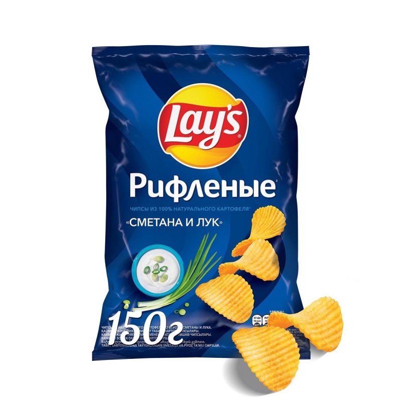 Фото чипсов lays с сыром Чипсы картофельные Lay's со вкусом сметаны и лука 150 г арт. 1153387 - купить в 