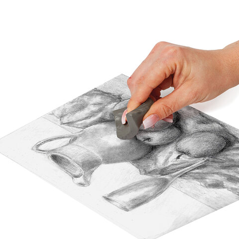 Ластик-клячка BRAUBERG Art 40×36×10 мм, супермягкий, серый, натуральный каучук, 228064