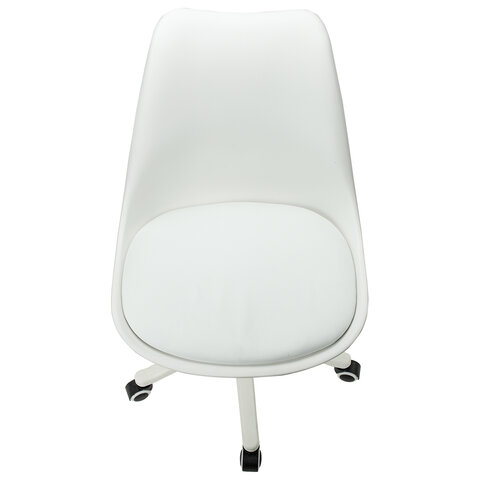 Кресло стул BRABIX «Eames MG-310 PL», пластик белый, экокожа белая