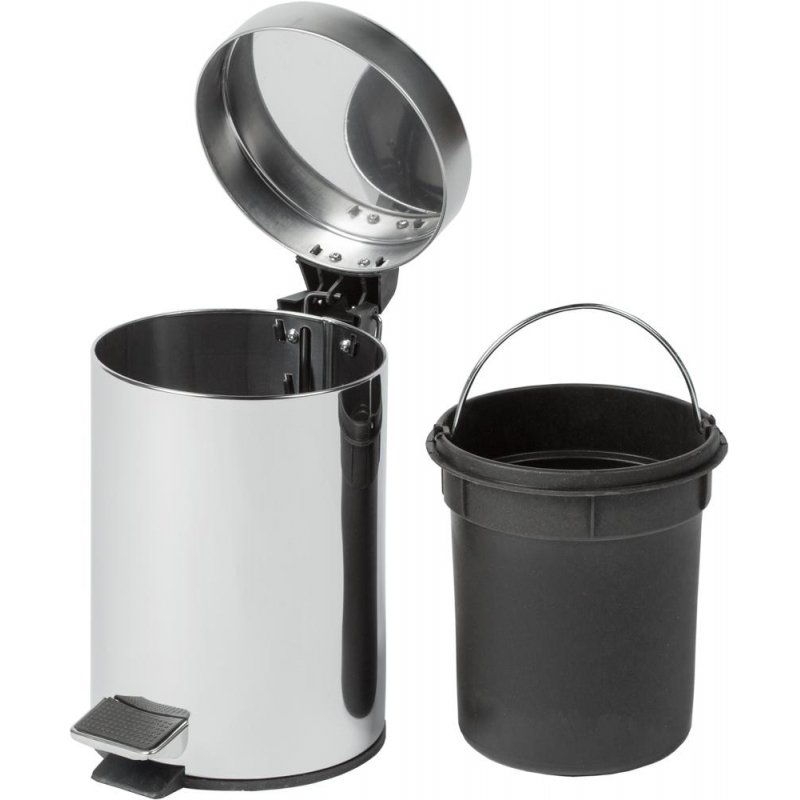Ведро мусорное с педалью Solinne 3л стальное, хром