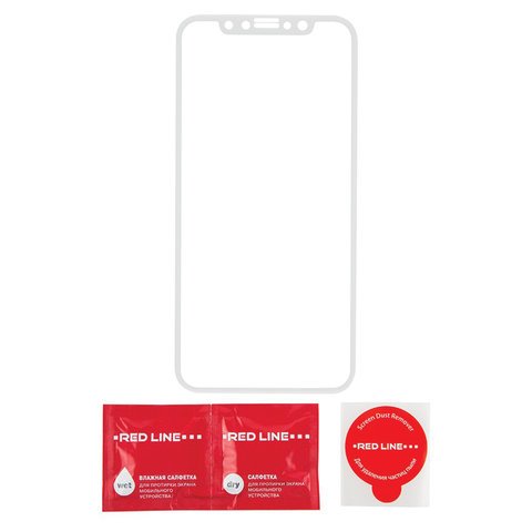 Защитное стекло для iPhone X/XS Full Screen (3D), RED LINE, белый