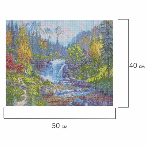 Картина стразами (алмазная мозаика), 40×50 см, ОСТРОВ СОКРОВИЩ «Горный ручей», без подрамника