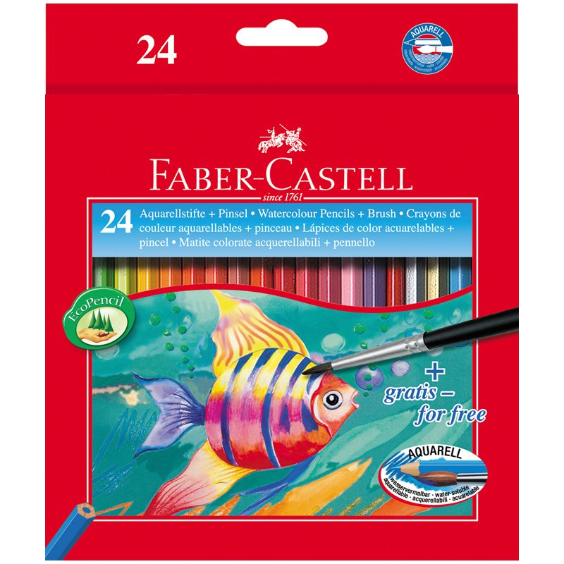 Карандаши цветные акварельные FABER-CASTELL «Colour Pencils», 24 цвета + кисть