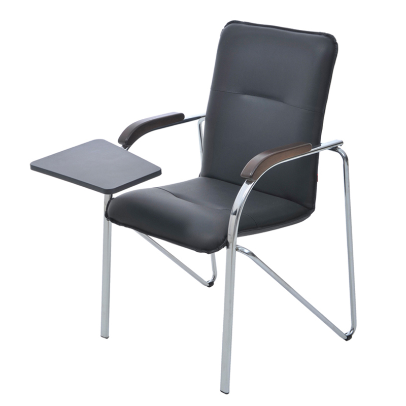 Стул Helmi HL-F05 «Самба СТ» со столиком, каркас металл хром, экокожа, черный, орех BOX1