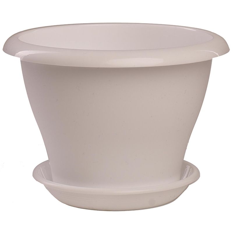 Горшок пластиковый Гамма, D22, белый с поддоном,5PL0082