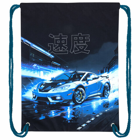 Мешок для обуви BRAUBERG PREMIUM, карман, подкладка, светоотражайка, 43×33 см, Night race