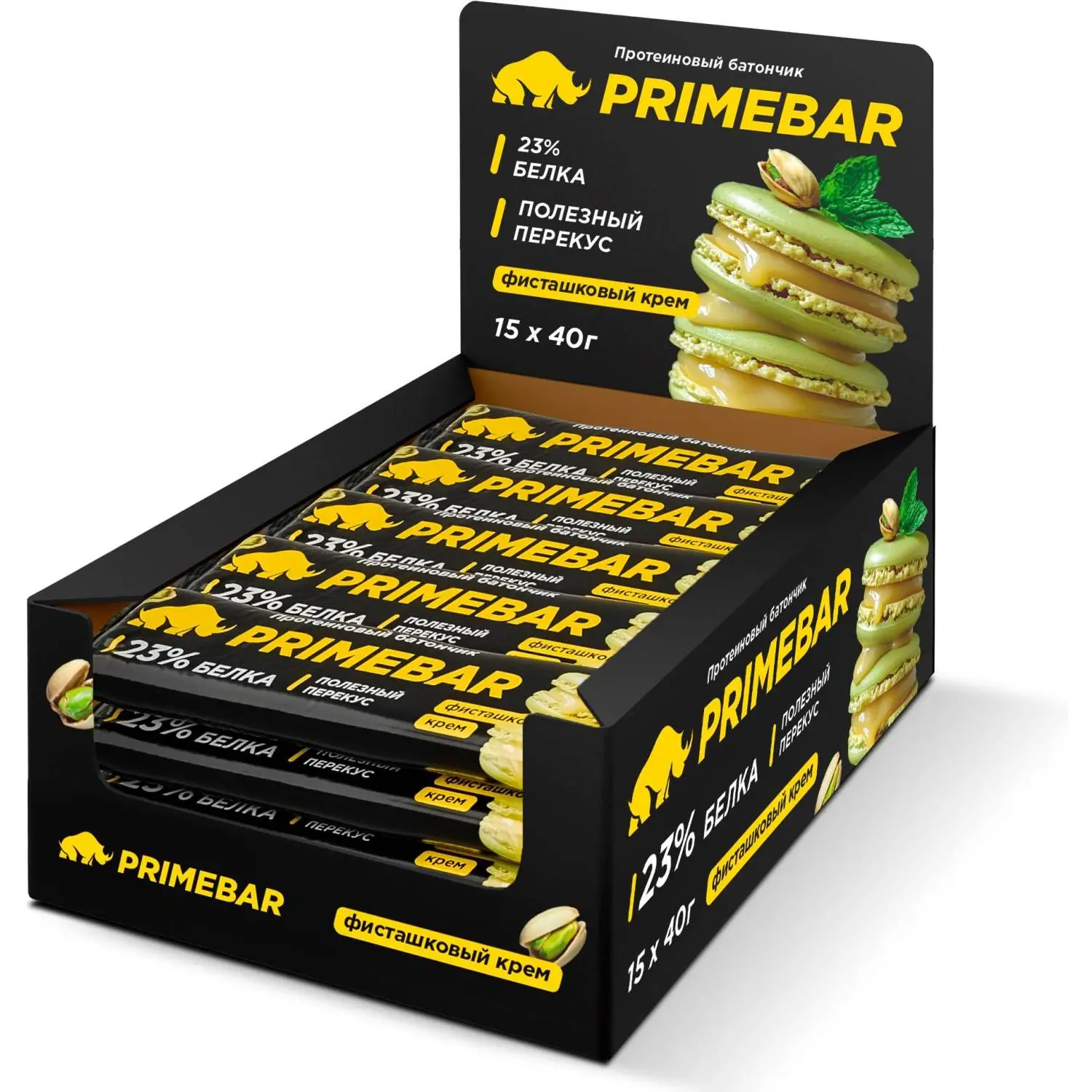 превью Батончик протеиновый PRIMEBAR фисташковый крем (15 батончиков по 40 г)