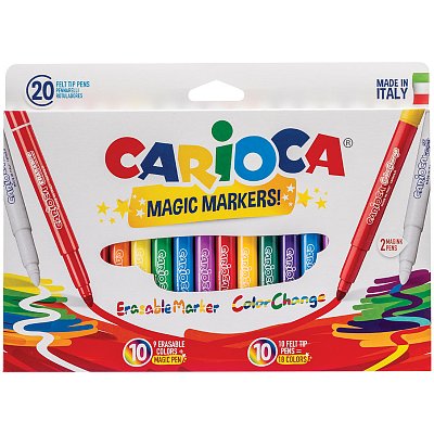 Фломастеры меняющие цвет/стираемые Carioca «Magic Markers», 18цв+2, 20 шт., картон, европодвес