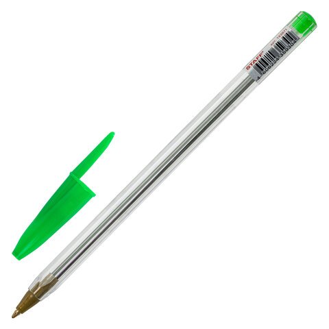 Ручка шариковая STAFF «Basic Budget BP-04»ЗЕЛЕНАЯлиния письма 0.5 ммс штрихкодом143871