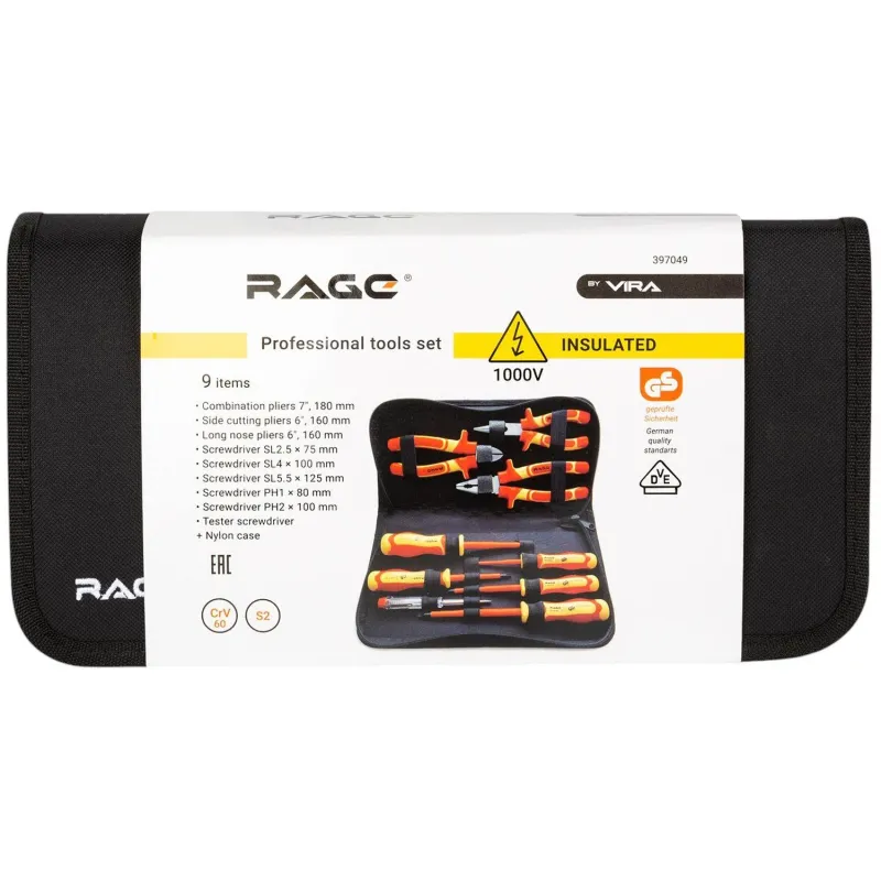 Набор диэлектрического инструмента VDE 9 пр. RAGE by VIRA 397049