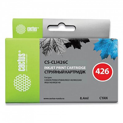 Картридж струйный CACTUS совместимый (CLI-426C) Pixma MG5140/MG5240/MG6140/MG8140, голубой