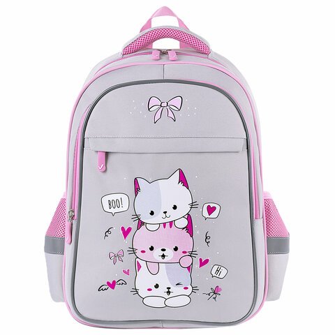 Рюкзак BRAUBERG FAVOUR, 2 отделения, 3 кармана, «Fluffy kittens», 40×29х15 см
