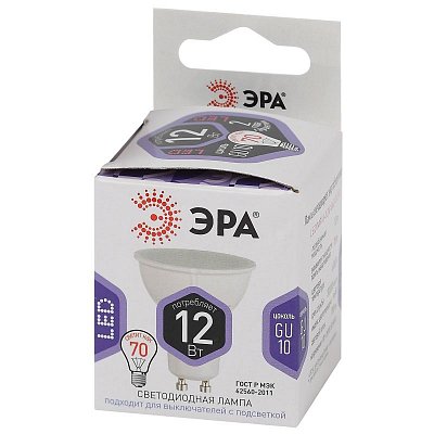 Лампа светодиодная ЭРА STD LED MR16-12W-860-GU10 GU10 12Вт холодный свет