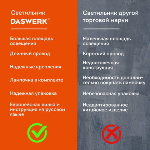 Настольная лампа светильник на струбцине, Е27, 40 Вт, белый, высота 75 см, DASWERK