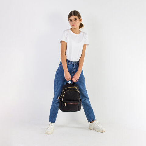 Рюкзак BRAUBERG PODIUM женский, 2 отделения, нейлон, черный, 35×29х15 см