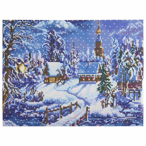 Картина стразами (алмазная мозаика) 30×40 см, ОСТРОВ СОКРОВИЩ «Зимний пейзаж», без подрамника
