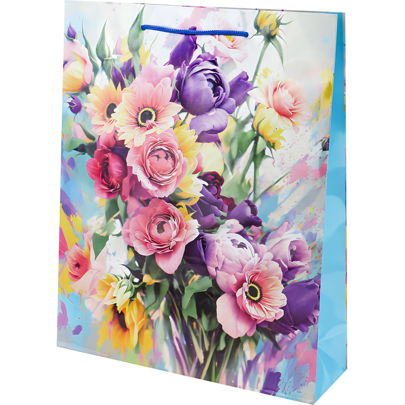 превью Пакет подарочный глянц. лам. Optima 26.4×32.7×8(L)Нарис. цветы, 128 г ППК-4459