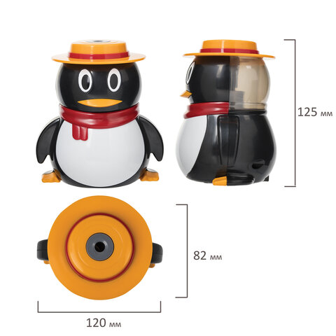 Точилка электрическая BRAUBERG, питание от USB/4 батареек АА, пингвин