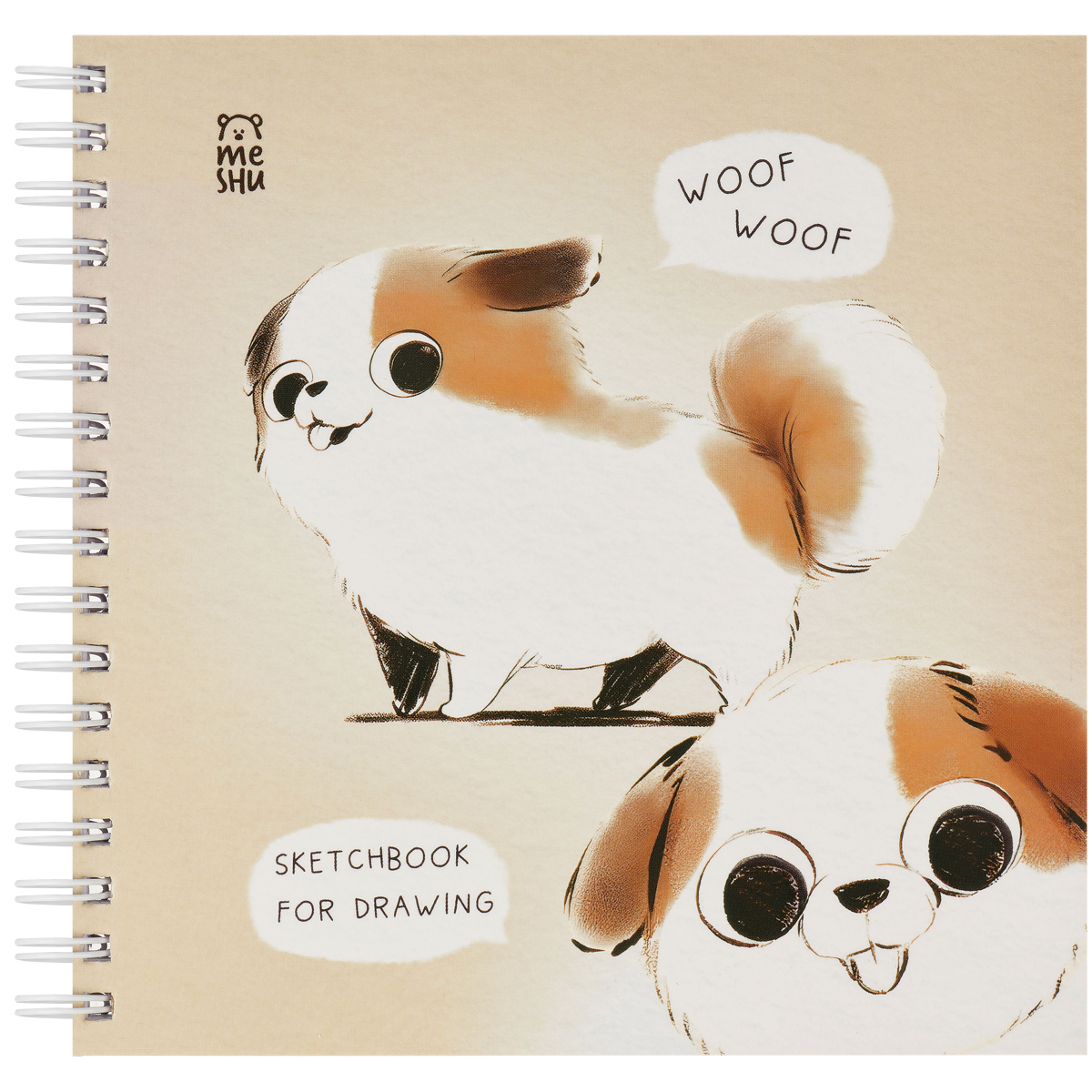 превью Скетчбук 60л., 150×150 MESHU «Cute dog», на гребне, soft-touch, 120г/м2