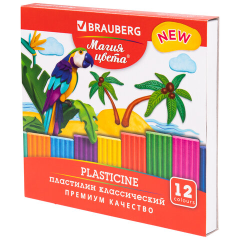 превью Пластилин классический BRAUBERG «МАГИЯ ЦВЕТА NEW»12 цветов240 гстекВЫСШЕЕ КАЧЕСТВО106426