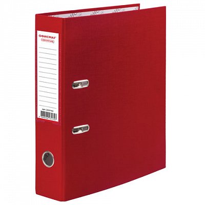 Папка-регистратор ОФИСМАГ с арочным механизмом, покрытие из ПВХ, 50 мм, красная