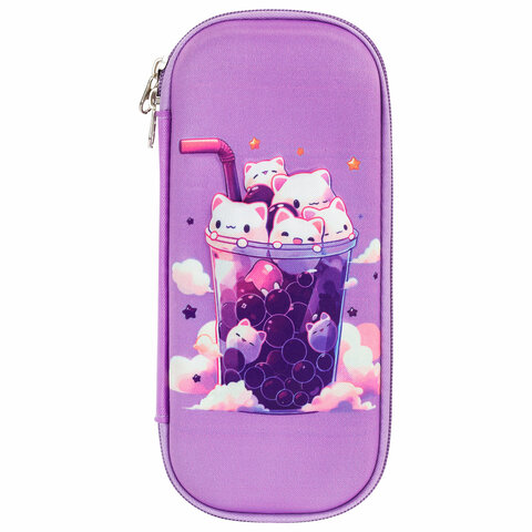 Пенал ЮНЛАНДИЯ, 1 отделение, карман, полиэстер/EVA, 22×10х5 см, «Bubble tea»