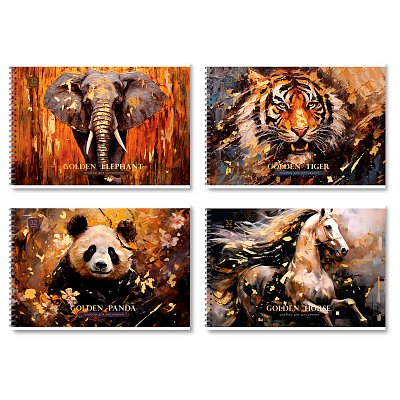 Альбом для рисования 32л., А4, на гребне BG «Golden collection», тиснение фольгой