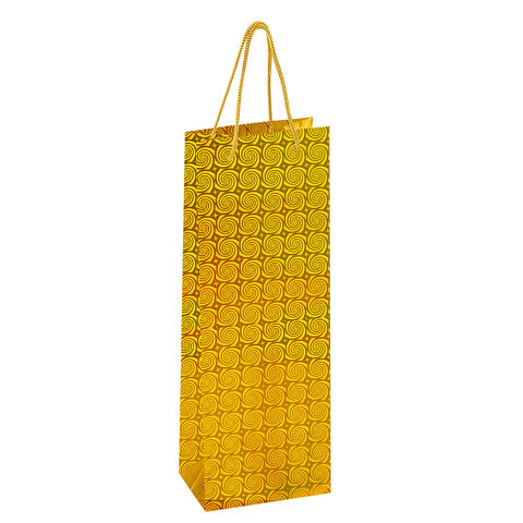 Пакет подарочный для бутылки 13×8x36 см (B), НАБОР 8 шт., 4 дизайна, голография, ЗОЛОТАЯ СКАЗКА