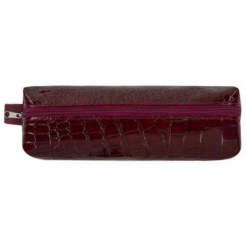 Пенал-косметичка BRAUBERG, крокодиловая кожа, 20×6х4 см, «Ultra maroon»