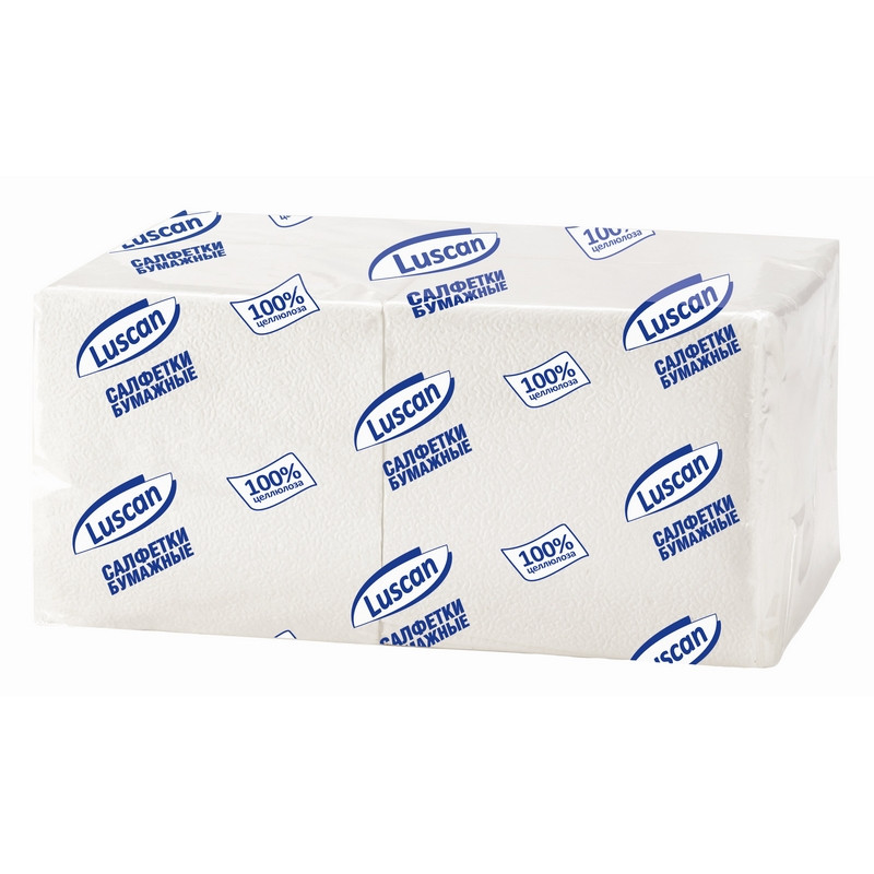 Салфетки бумажные Luscan Profi Pack 1-слойные (24×24 см, белые, 400 штук в упаковке)