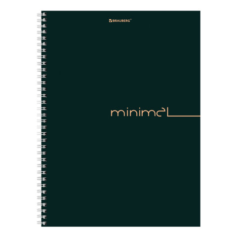 Тетрадь А4, 120 л., BRAUBERG, гребень, клетка, матовая ламинация, «Минимал Цвет»