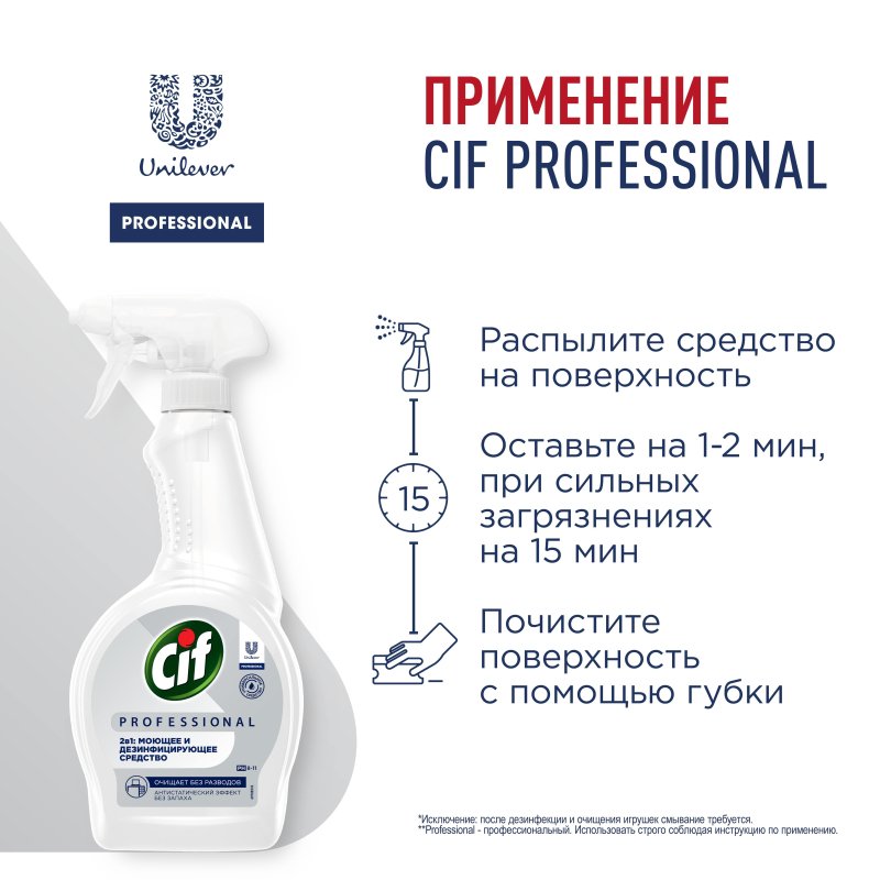 Универсальное чистящее средство Cif Professional моющ, дез, 500л, т/р