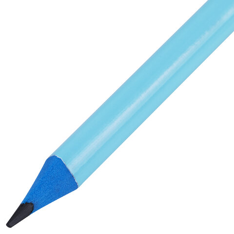 Карандаш чернографитный BRAUBERG «PASTEL», 1 шт., HB, трехгранный, с ластиком