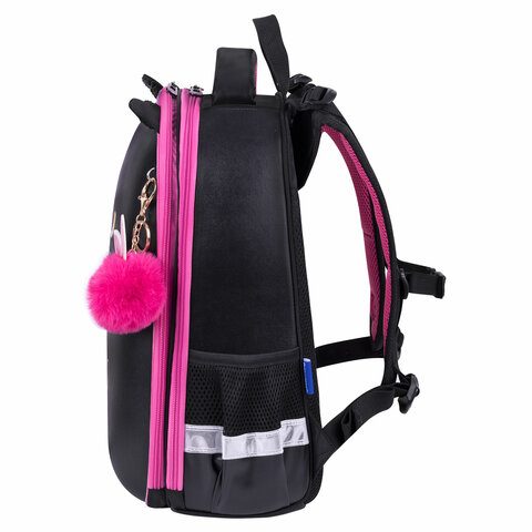 Ранец BRAUBERG SHINY, 2 отделения, с брелоком, «Glad to be cat», 38×28х14 см
