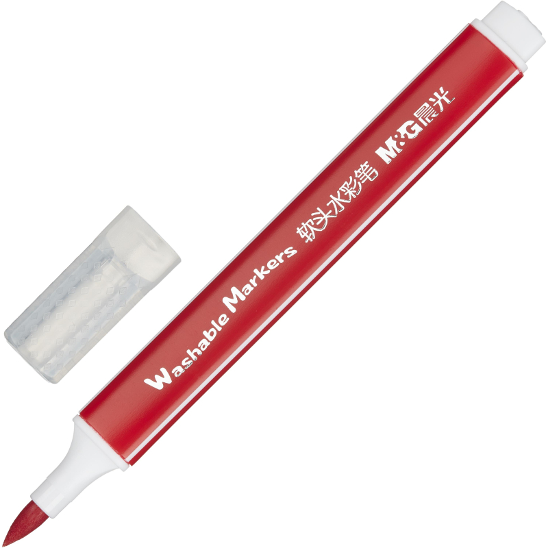 Фломастеры MG смываемые, мягкая кисть, 12 цветов в наборе