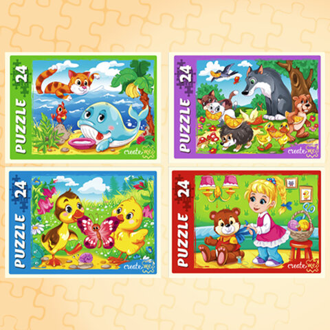 Пазлы картонные 24 элементаКОМПЛЕКТ 32 шт. поле 17.5 х 13 смРК