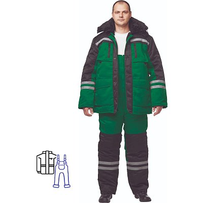 Костюм рабочий зимний муж з03-КПК зел/черн (р.48-50) 170-176