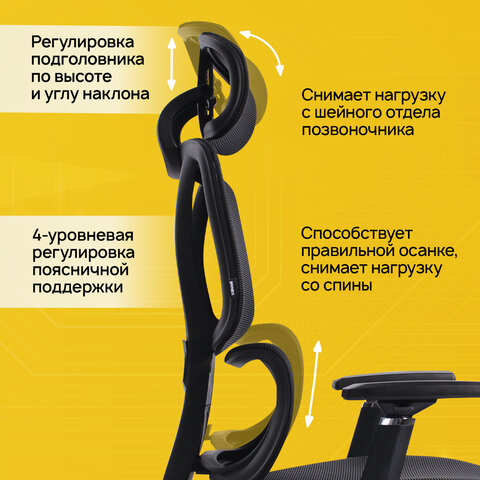 Кресло BRABIX PREMIUM «Fargo ER-710», синхромеханизм, 3D подлокотники, сетка/ткань TW, черное