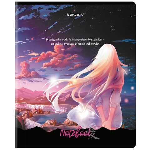 Тетради ДЭК А5 48 л. КОМПЛЕКТ 5 шт., BRAUBERG скоба, клетка, глянцевый лак, «Anime Dreams»