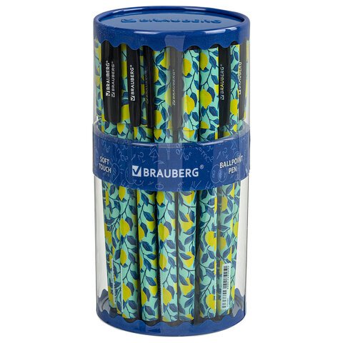 Ручка шариковая BRAUBERG SOFT TOUCH GRIP «CITRUS», СИНЯЯ, мягкое покрытие, узел 0.7 мм