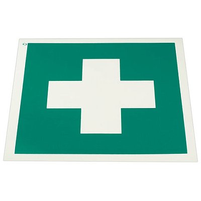 Знак «Аптечка первой медицинской помощи», КОМПЛЕКТ 5 шт., 200×200 мм, пленка самоклеящаяся, ЕС01