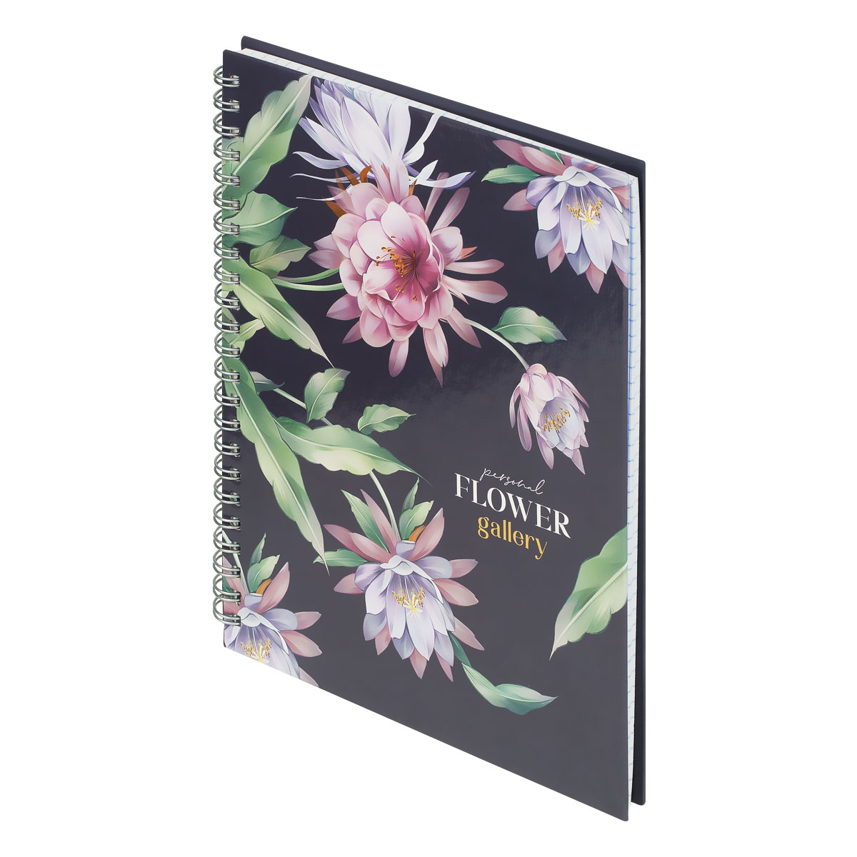Тетрадь 80л., А5, клетка на гребне BG «Flower gallery», глянцевая ламинация, твердая обложка