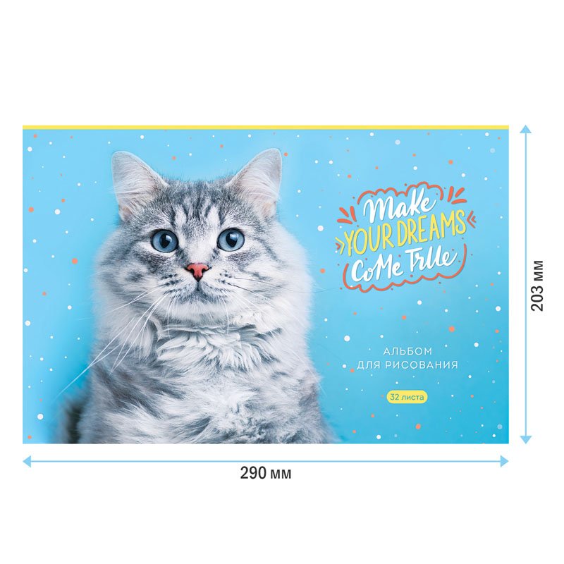 Альбом для рисования 32л., А4, на скрепке ArtSpace «Питомцы. Funny cats»