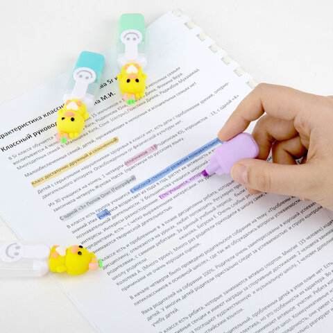 Набор текстовыделителей с топперами 6 ЦВЕТОВ ПАСТЕЛЬ, «НЕЖНЫЕ ЦЫПЛЯТА», линия 1-4мм, FUNSTER (ФАНСТЕР)