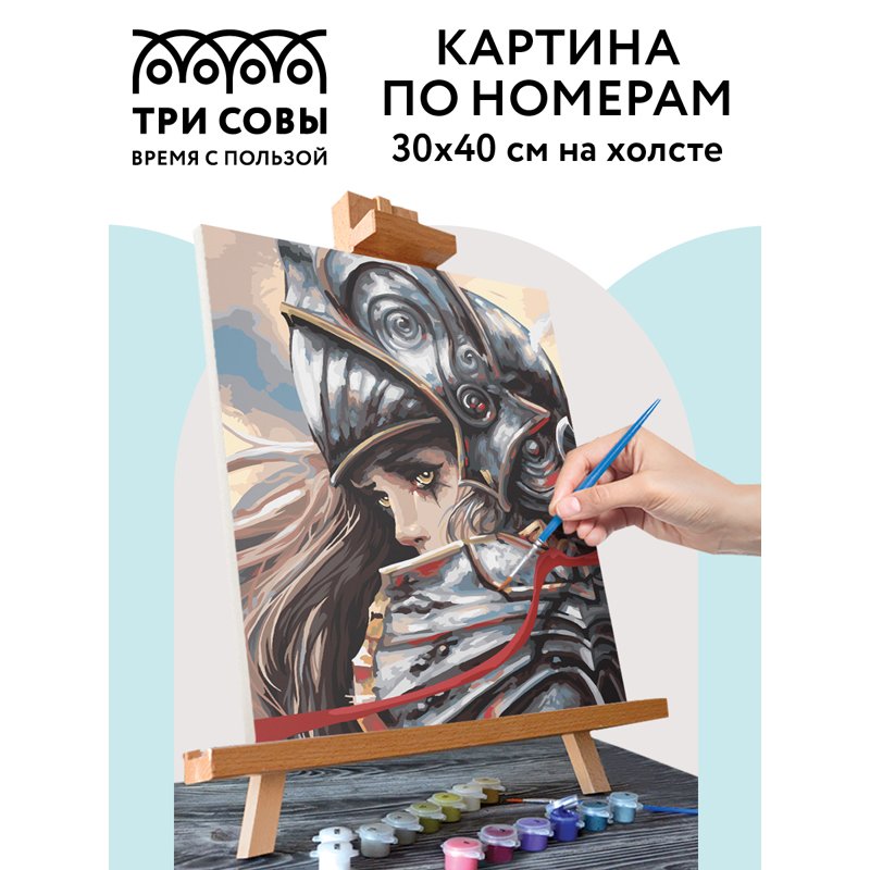 Картина по номерам на холсте ТРИ СОВЫ «Воительница», 30×40, с акриловыми красками и кистями