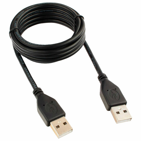 превью Кабель USB 2.0 AM-AM, 1.8 м, CABLEXPERT, двойной экран, медь, Pro, черный, пакет