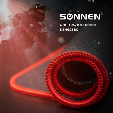Коврик компьютерный для мыши большой SONNEN «CYBER OUTLAW», ткань + резина, 400×355х3 мм