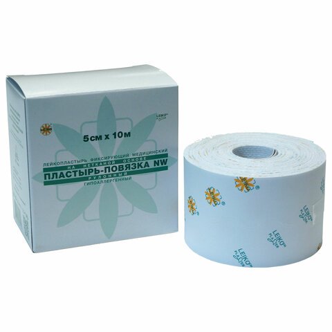 Пластырь-повязка фиксирующая Leiko Plaster 5×1000 см нетканевая основа